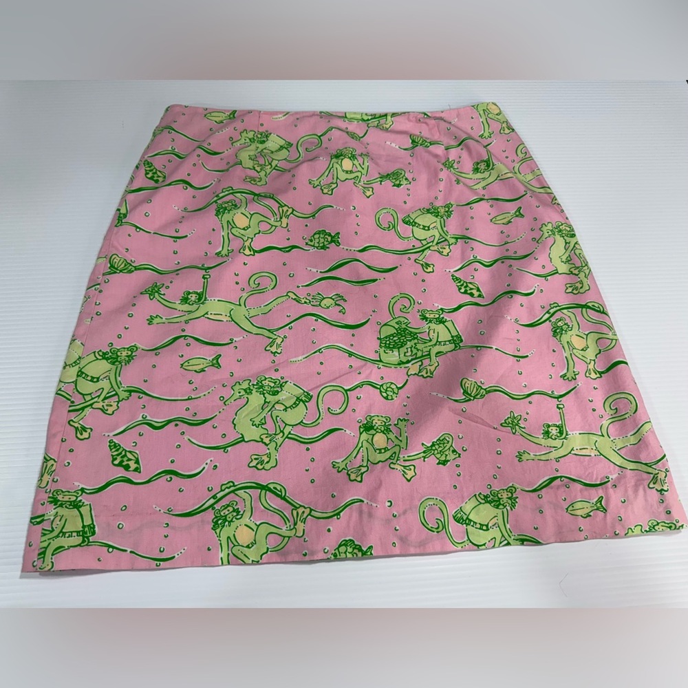 Lilly Pulitzer Vintage Sea Monkey Scuba Pink Skirt Sz 8